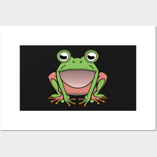 Big Green Cute Frog Cartoon Posters and Art